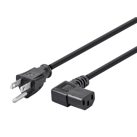 Right Angle Power Cord - NEMA 5-15P To Right Angle IEC 60320 C13_ 18AW